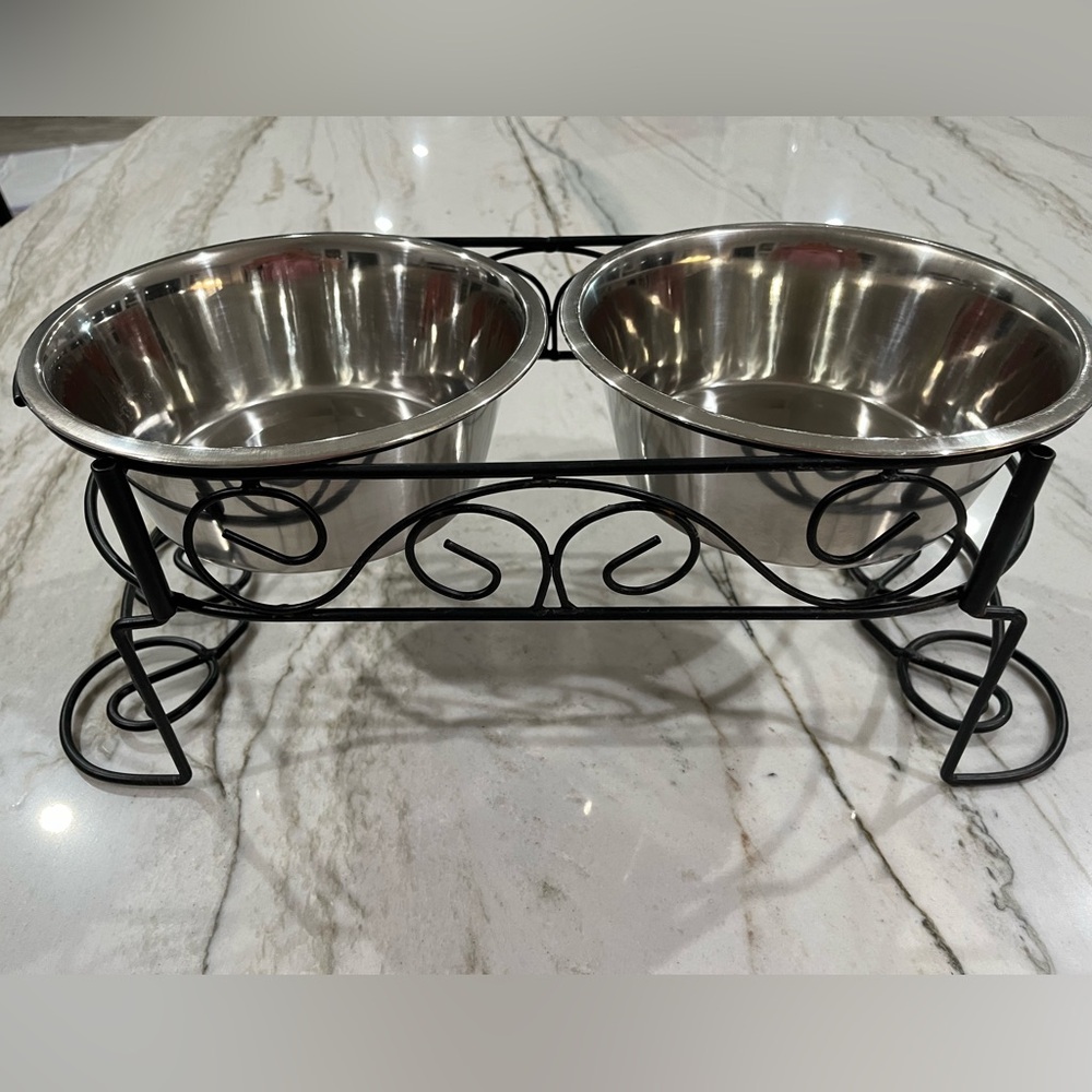 Ethical Pet Mediterranean Double Diner Non-Skid Elevated Dog or Cat Bowl